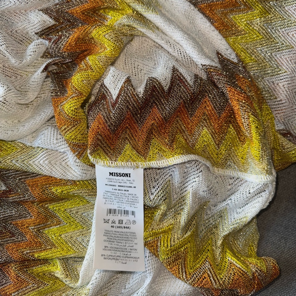 Missoni Yellow, Orange & White Zigzag Lace-Up Swim Cover-Up - Picture 7 of 7
